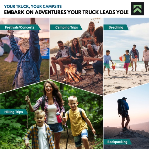 Truck Bed Tent, Pickup Truck Tent, Truck Bed Camping Tent for 2 Adults, Tent for Tailgate with Rainfly and Storage Bag, Fits Trucks Beds w/ Lengths