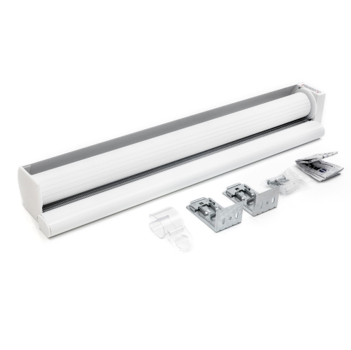 Stores sans fil à lamelles en forme de zèbre avec deux couches : Stores Unis et diaphane. Blanc, 25 larg. X 72 haut.