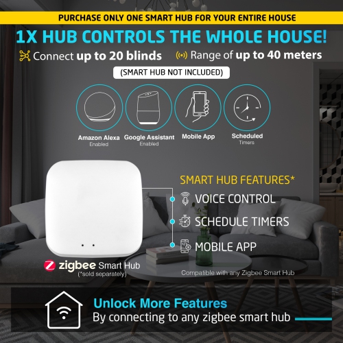 Stores intelligents pour Windows Light Filtering Blinds et stores roulants motorisés d’stores électriques avec télécommande, stores de fenêtre de 48