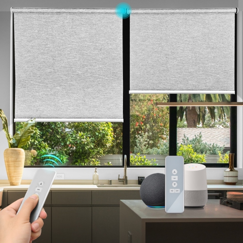 Image 1 de 9.. Stores intelligents pour Windows Light Filtering Blinds et stores roulants motorisés d’stores électriques avec télécommande, stores de fenêtre de 65