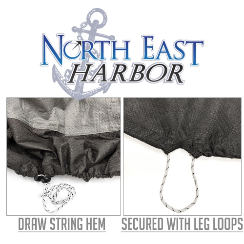 North East Harbor Outdoor Patio Fire Pit Cover - 44" Diameter - Breathable Material, Sunray Protected, and Weather Resistant Storage Cover, Gray with