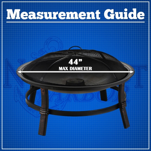 North East Harbor Outdoor Patio Fire Pit Cover - 44" Diameter - Breathable Material, Sunray Protected, and Weather Resistant Storage Cover, Gray with