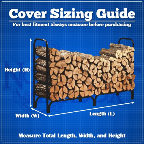 North East Harbor Outdoor Firewood Log Rack Cover - 144"L x 24"W x 20"H - Short Top Cover - Sunray Protected, and Weather Resistant Storage Cover -