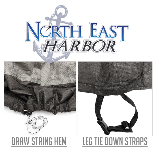 Housse de fauteuil de patio extérieur North East Harbour – matériau respirant, protection solaire et résistant aux intempéries – Gris avec ourlet noir