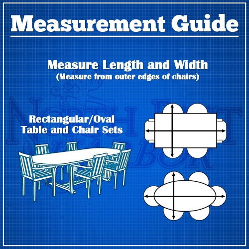 Ensemble table et chaises de patio rectangulaires/ovales avec housse de rangement pour meubles d’extérieur. Gris, 109 long. X 84 larg. X 32 haut.