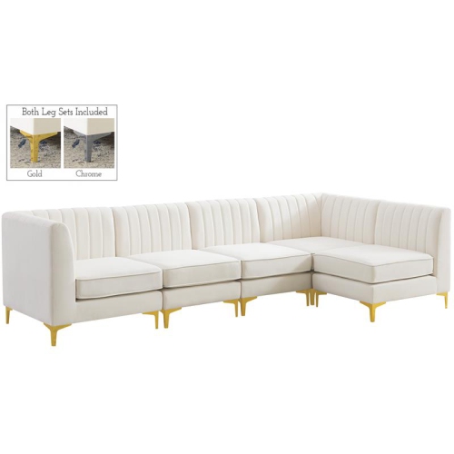 MERIDIAN FURNITURE  Alina Cream Velvet Modular Sectional