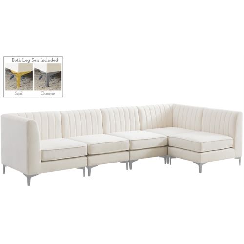 Meridian Furniture Alina Cream Velvet Modular Sectional