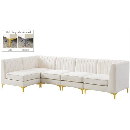 Meridian Furniture Alina Cream Velvet Modular Sectional