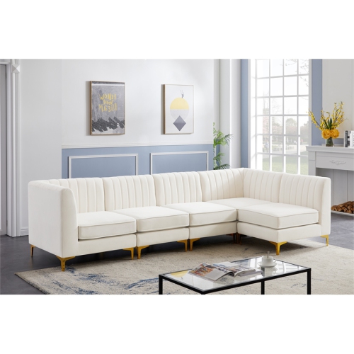 Meridian Furniture Alina Cream Velvet Modular Sectional
