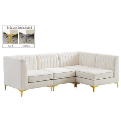 MERIDIAN FURNITURE  Alina Cream Velvet Modular Sectional