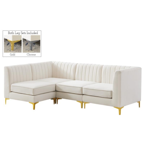 Meridian Furniture Alina Cream Velvet Modular Sectional