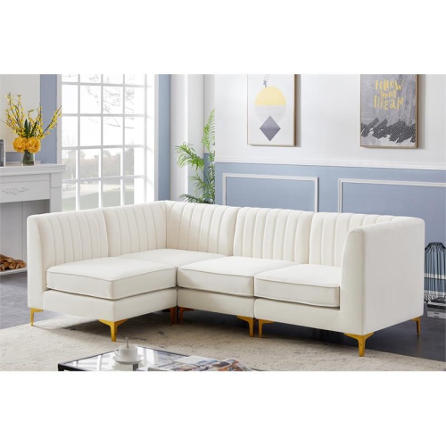 Meridian Furniture Alina Cream Velvet Modular Sectional