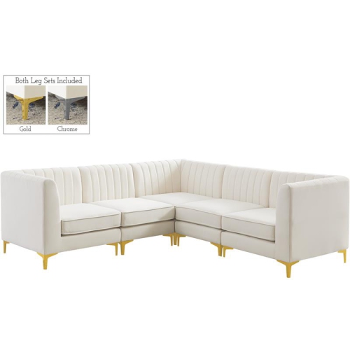 MERIDIAN FURNITURE  Alina Cream Velvet Modular Sectional