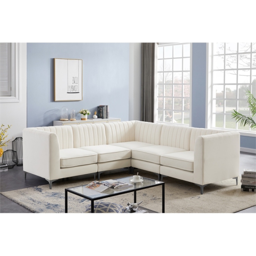 Meridian Furniture Alina Cream Velvet Modular Sectional