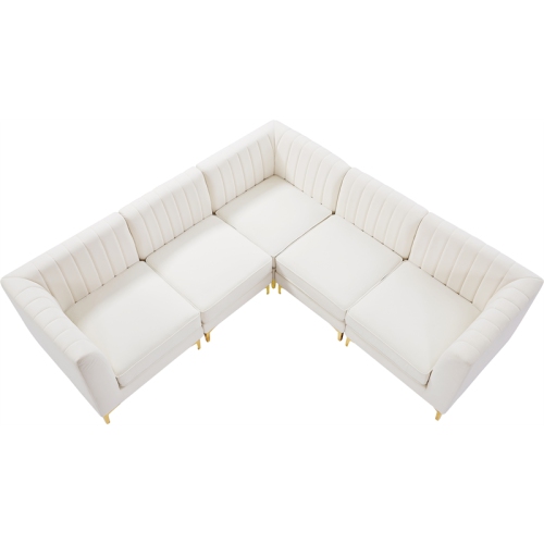 Meridian Furniture Alina Cream Velvet Modular Sectional