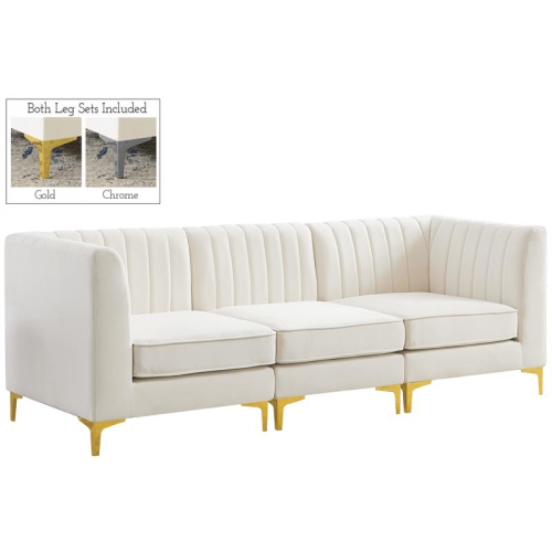 Meridian Furniture Alina Cream Velvet Modular Sofa