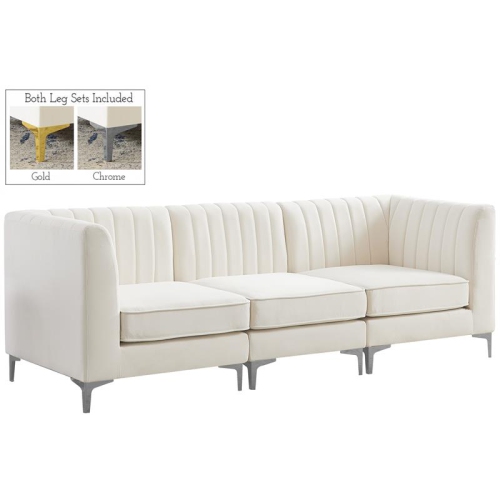 Meridian Furniture Alina Cream Velvet Modular Sofa