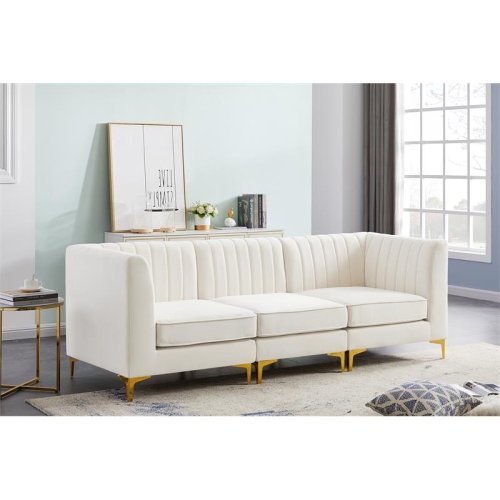 Meridian Furniture Alina Cream Velvet Modular Sofa