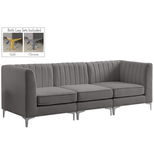 Meridian Furniture Alina Grey Velvet Modular Sofa