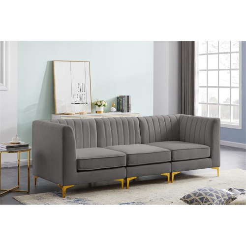 Meridian Furniture Alina Grey Velvet Modular Sofa
