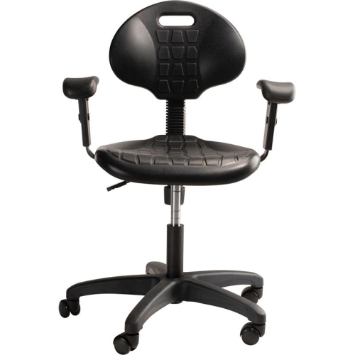 NPS 6700 Series 16-21" Modern Polyurethane Task Chair with Arms in Black