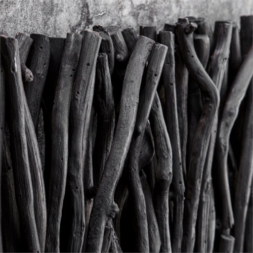 Uttermost Gathered Teak 49x19" Contemporary Wood Wall Decor in Black