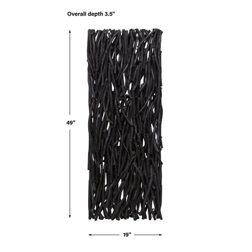 Uttermost Gathered Teak 49x19" Contemporary Wood Wall Decor in Black