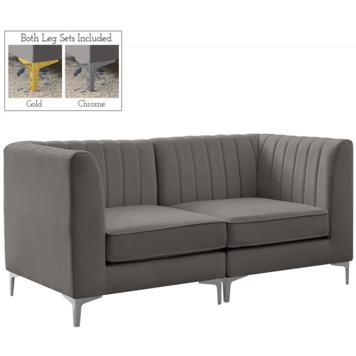 Meridian Furniture Alina Grey Velvet Modular Sofa