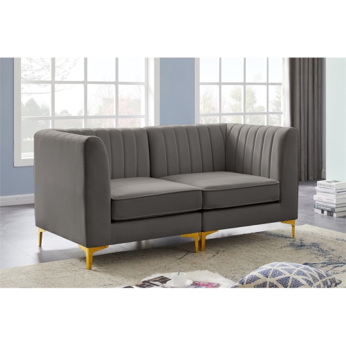 Meridian Furniture Alina Grey Velvet Modular Sofa