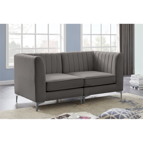 Meridian Furniture Alina Grey Velvet Modular Sofa