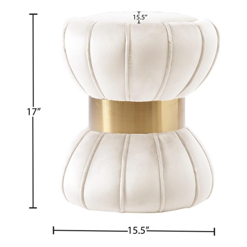 Meridian Furniture Vino Contemporary Velvet Ottoman/Stool in Cream