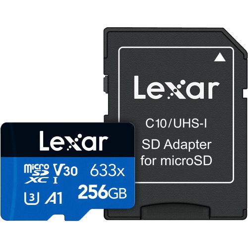 LEXAR  256GB High-Performance 633X 100 Mb/s Microsdxc Uhs-I Card With Sd Adapter