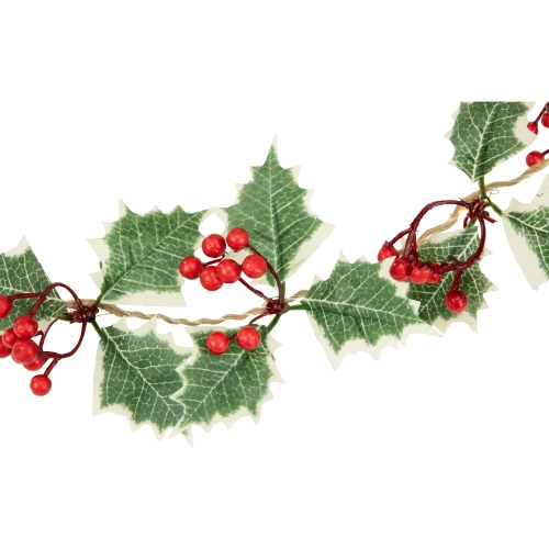 Pre-lit LED Battery Operated Holly and Berry Christmas Garland - 3.5' - Warm White