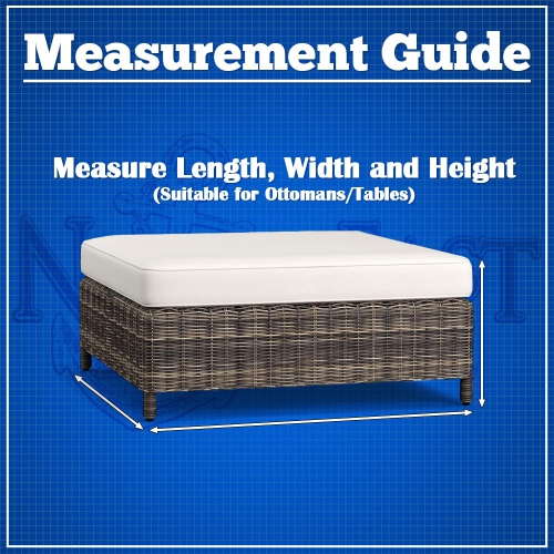 Housse de meuble pour table d’appoint/pouf rectangulaire de patio extérieur. Gris, 32 long. X 25 larg. X 18 haut.