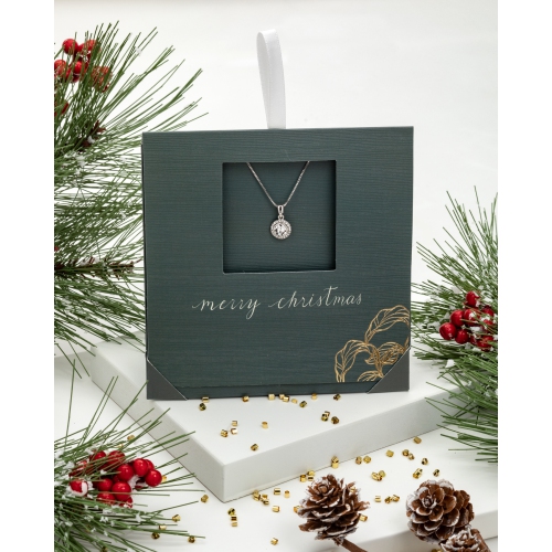 callura Silvertone Clear Crystal Halo Pendant Necklace - on Holiday Card