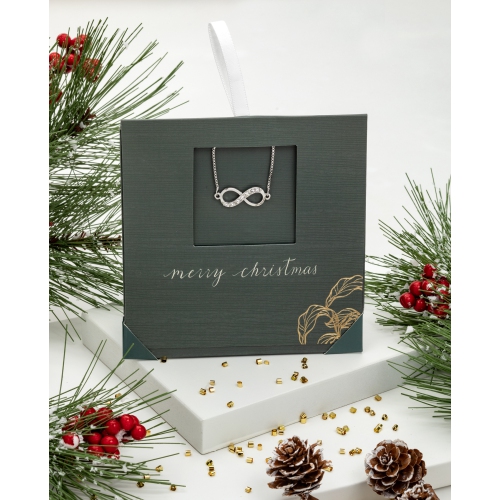 CALLURA  Silvertone Clear Classic Austrian Crystal Crystal Infinity Bracelet - On Holiday Card In Multicolor