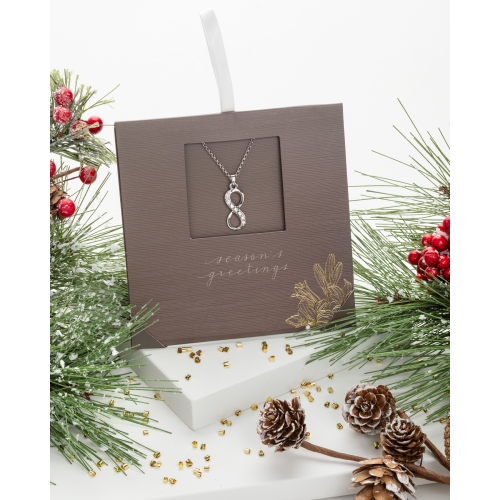 CALLURA  Silvertone Clear Classic Austrian Crystal Crystal Infinity Necklace - On Holiday Card In Multicolor