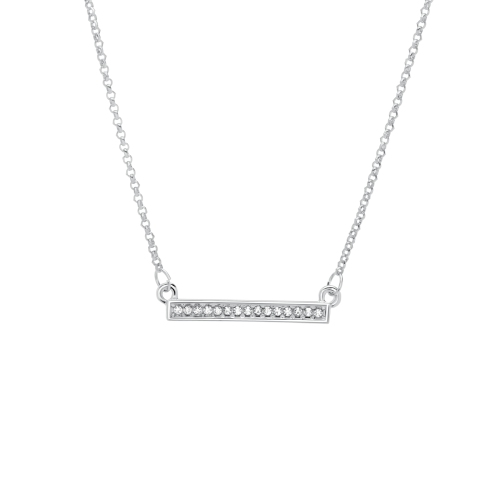 callura Silvertone Clear Classic Austrian Crystal Crystal Bar Pendant Necklace - on Holiday Card
