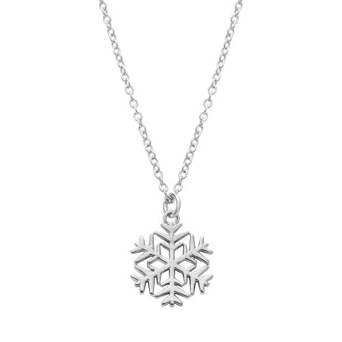 callura Silvertone Openwork Snowflake Pendant Necklace on Card
