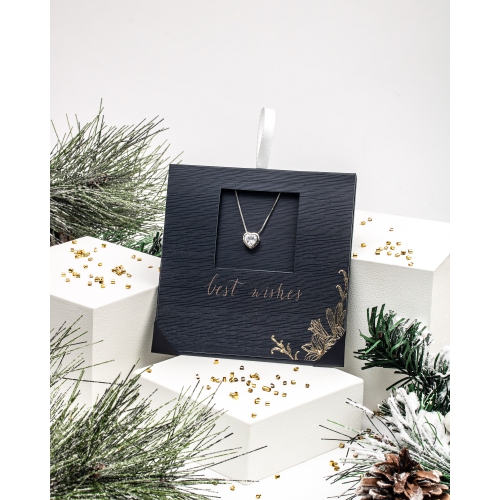 CALLURA  Silvertone Heart Pendant Necklace With Classic Austrian Crystal Crystals On Card In Multicolor