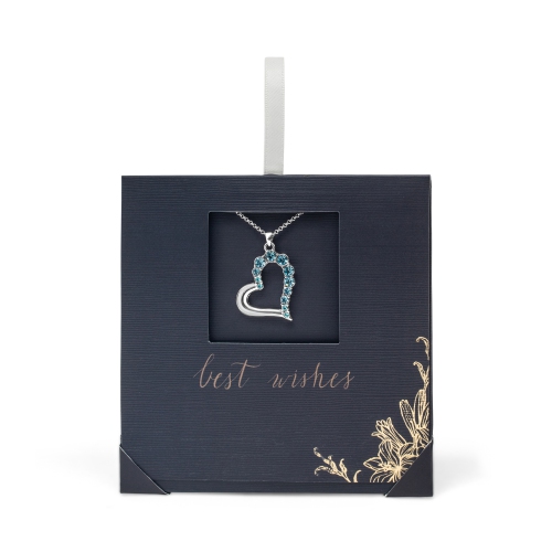 CALLURA  Silvertone Heart Pendant Necklace With Classic Austrian Crystal Crystals On Card In Multicolor