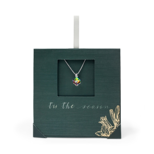 callura Vitrail Medium Cube Necklace with Classic Austrian Crystal Crystals on Card