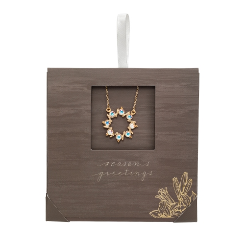 CALLURA  Goldtone Ab Classic Austrian Crystal Crystal Wreath Pendant Necklace - On Holiday Card In Multicolor
