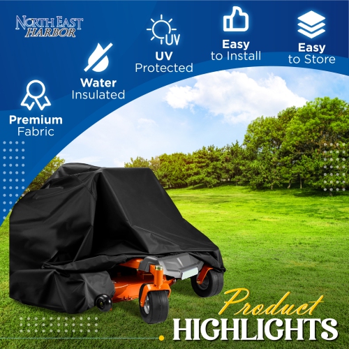 Zero Turn Mower Cover Waterproof Heavy Duty 600D Marine Grade Cover for Lawn Mower, Windproof Outdoor Storage Cover, Riding Lawn Mower Cover, Fits