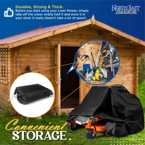 Zero Turn Mower Cover Waterproof Heavy Duty 600D Marine Grade Cover for Lawn Mower, Windproof Outdoor Storage Cover, Riding Lawn Mower Cover, Fits
