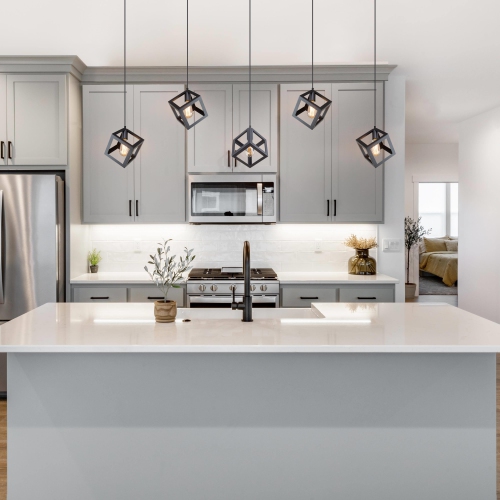 Black 1-Light Lantern Square Pendant