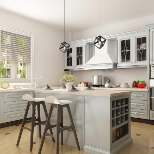 Black 1-Light Lantern Square Pendant