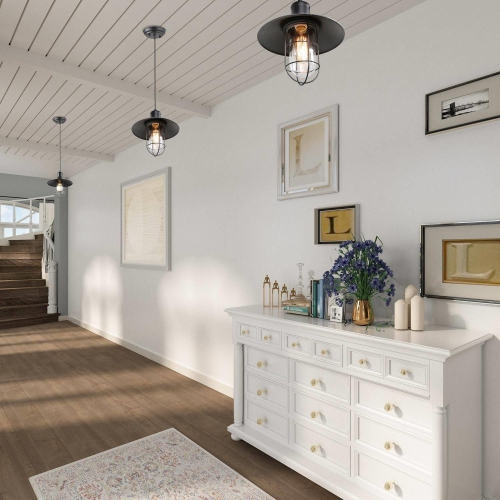 Modern Farmhouse1-Light Metal Cage Pendant Lights for Kitchen Island