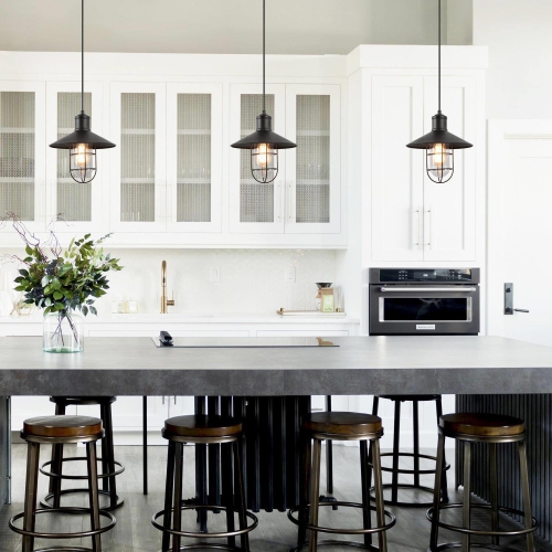 Modern Farmhouse1-Light Metal Cage Pendant Lights for Kitchen Island