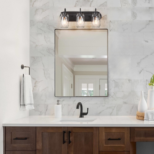 Farmhouse 3-Light Glass Bathroom Vanity Lights Wall Sconces